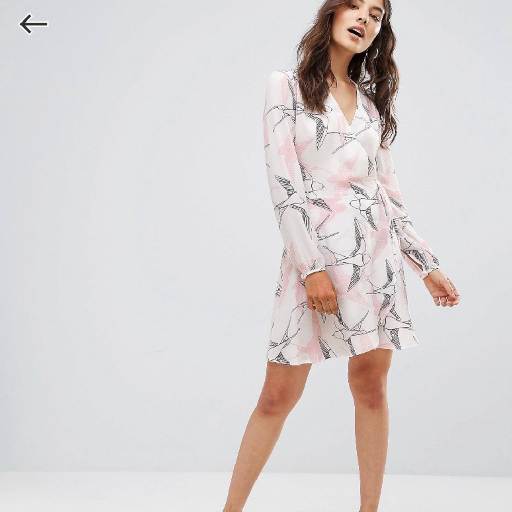 Liquorish Bird Print Wrap Dress